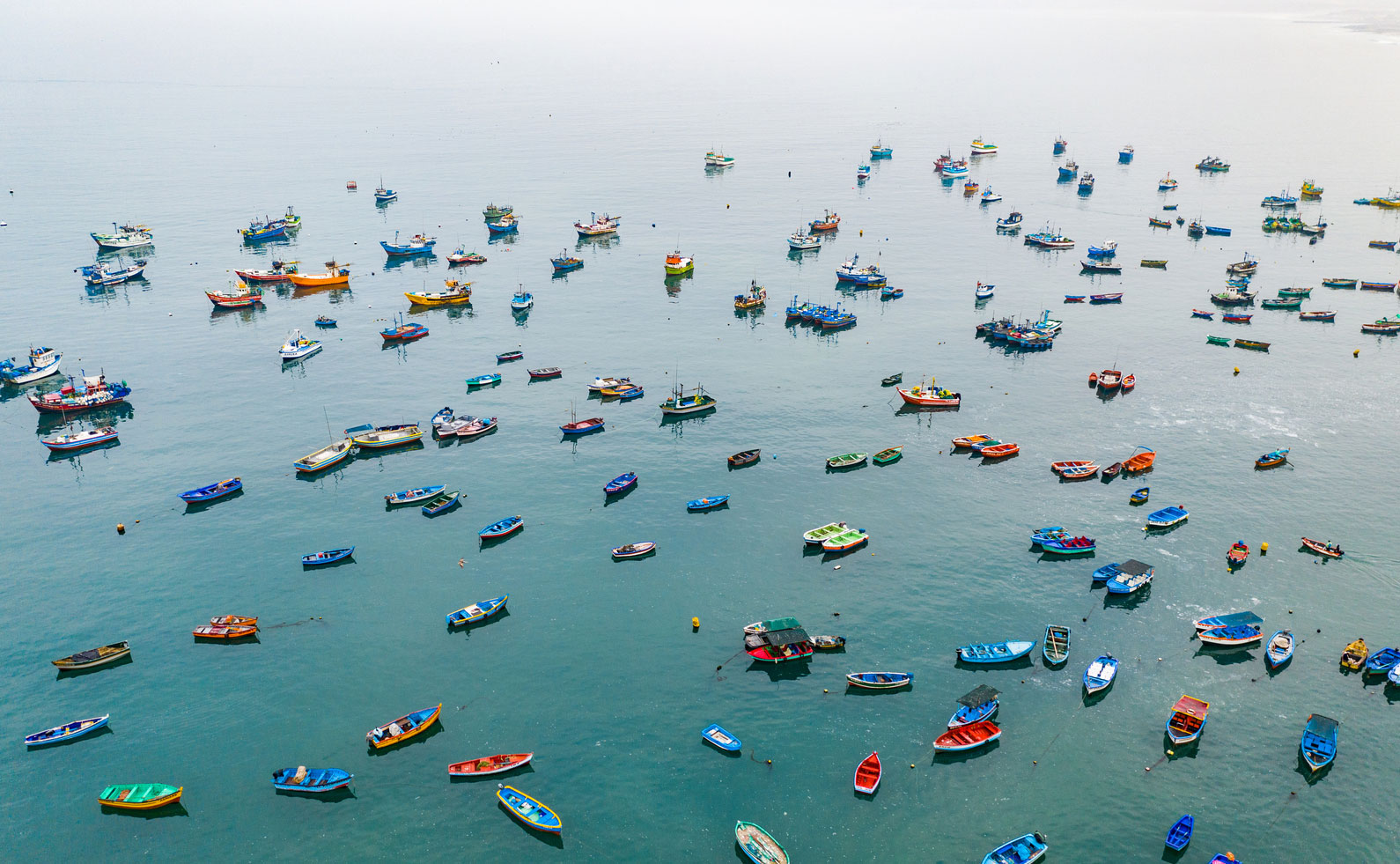 small fishing vessels from above